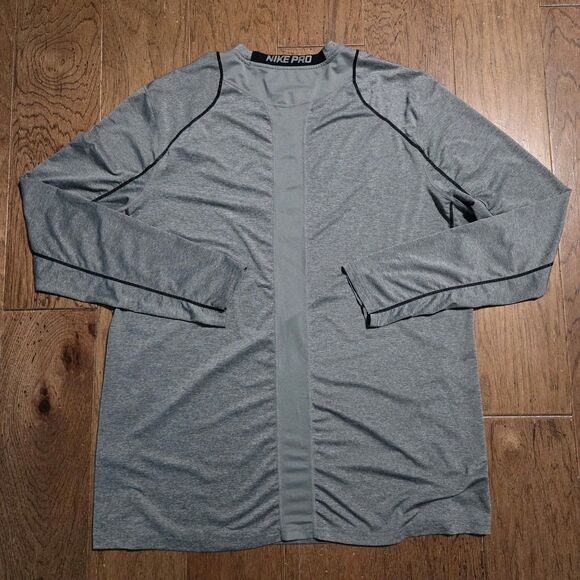 Nike Pro Athletic Top Shirt Mens 2XL XXL Dri-Fit Fitted Gray Pullover Active - Picture 4 of 8
